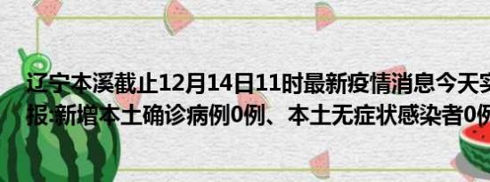 辽宁本溪截止12月14日11时最新疫情消息今天实时数据通报:新增本土确诊病例0例、本土无症状感染者0例