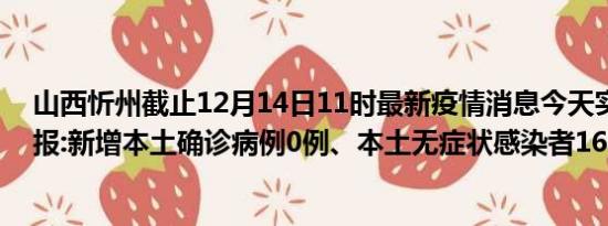 山西忻州截止12月14日11时最新疫情消息今天实时数据通报:新增本土确诊病例0例、本土无症状感染者166例