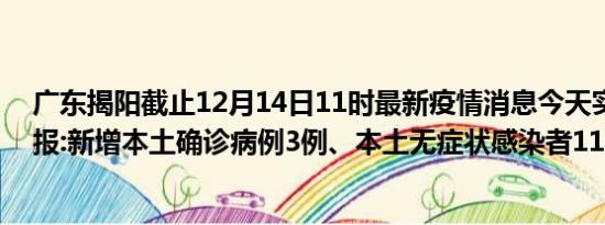 广东揭阳截止12月14日11时最新疫情消息今天实时数据通报:新增本土确诊病例3例、本土无症状感染者113例