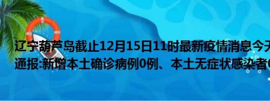 辽宁葫芦岛截止12月15日11时最新疫情消息今天实时数据通报:新增本土确诊病例0例、本土无症状感染者0例