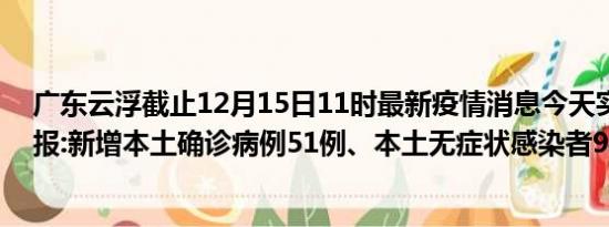 广东云浮截止12月15日11时最新疫情消息今天实时数据通报:新增本土确诊病例51例、本土无症状感染者94例