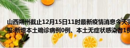 山西朔州截止12月15日11时最新疫情消息今天实时数据通报:新增本土确诊病例0例、本土无症状感染者1例