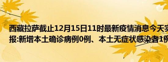 西藏拉萨截止12月15日11时最新疫情消息今天实时数据通报:新增本土确诊病例0例、本土无症状感染者1例