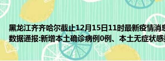 黑龙江齐齐哈尔截止12月15日11时最新疫情消息今天实时数据通报:新增本土确诊病例0例、本土无症状感染者0例