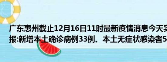 广东惠州截止12月16日11时最新疫情消息今天实时数据通报:新增本土确诊病例33例、本土无症状感染者51例