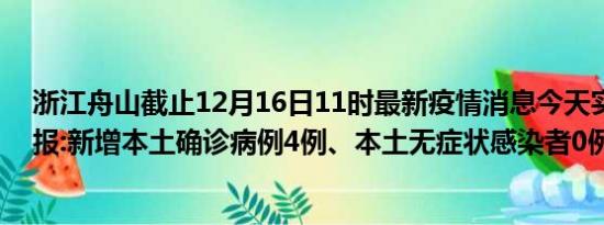 浙江舟山截止12月16日11时最新疫情消息今天实时数据通报:新增本土确诊病例4例、本土无症状感染者0例