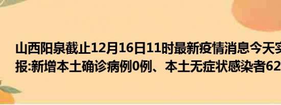 山西阳泉截止12月16日11时最新疫情消息今天实时数据通报:新增本土确诊病例0例、本土无症状感染者62例