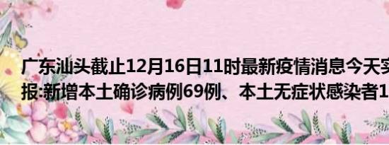 广东汕头截止12月16日11时最新疫情消息今天实时数据通报:新增本土确诊病例69例、本土无症状感染者13例