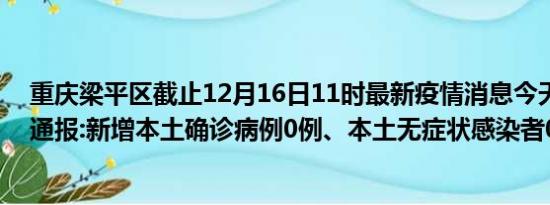 重庆梁平区截止12月16日11时最新疫情消息今天实时数据通报:新增本土确诊病例0例、本土无症状感染者0例