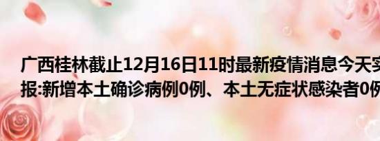 广西桂林截止12月16日11时最新疫情消息今天实时数据通报:新增本土确诊病例0例、本土无症状感染者0例