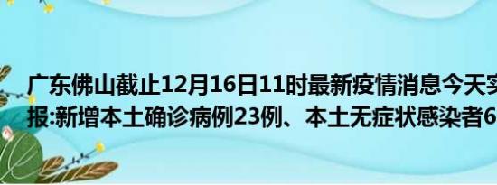 广东佛山截止12月16日11时最新疫情消息今天实时数据通报:新增本土确诊病例23例、本土无症状感染者65例