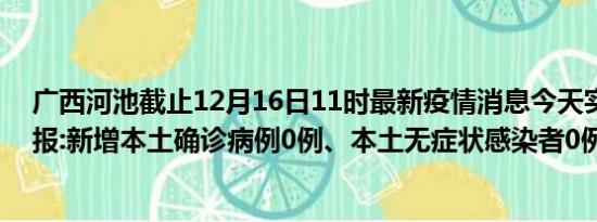 广西河池截止12月16日11时最新疫情消息今天实时数据通报:新增本土确诊病例0例、本土无症状感染者0例