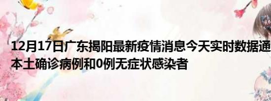 12月17日广东揭阳最新疫情消息今天实时数据通报:新增2例本土确诊病例和0例无症状感染者