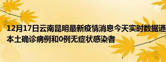 12月17日云南昆明最新疫情消息今天实时数据通报:新增0例本土确诊病例和0例无症状感染者