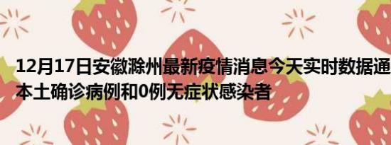 12月17日安徽滁州最新疫情消息今天实时数据通报:新增0例本土确诊病例和0例无症状感染者