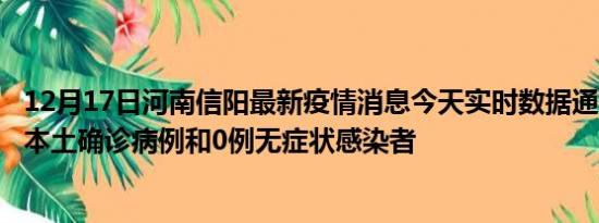 12月17日河南信阳最新疫情消息今天实时数据通报:新增0例本土确诊病例和0例无症状感染者