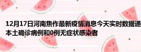 12月17日河南焦作最新疫情消息今天实时数据通报:新增0例本土确诊病例和0例无症状感染者