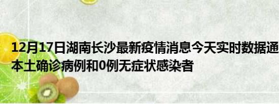 12月17日湖南长沙最新疫情消息今天实时数据通报:新增0例本土确诊病例和0例无症状感染者