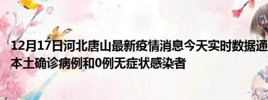 12月17日河北唐山最新疫情消息今天实时数据通报:新增0例本土确诊病例和0例无症状感染者