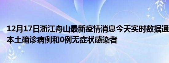 12月17日浙江舟山最新疫情消息今天实时数据通报:新增0例本土确诊病例和0例无症状感染者