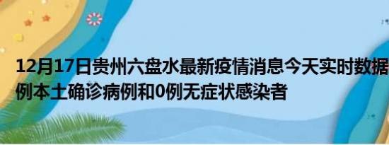 12月17日贵州六盘水最新疫情消息今天实时数据通报:新增0例本土确诊病例和0例无症状感染者