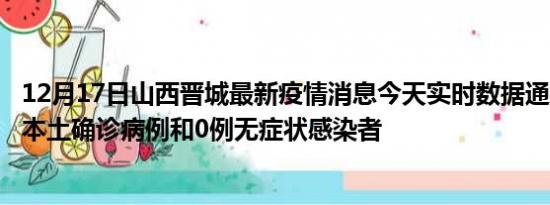 12月17日山西晋城最新疫情消息今天实时数据通报:新增0例本土确诊病例和0例无症状感染者