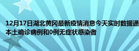 12月17日湖北黄冈最新疫情消息今天实时数据通报:新增0例本土确诊病例和0例无症状感染者