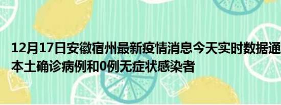 12月17日安徽宿州最新疫情消息今天实时数据通报:新增0例本土确诊病例和0例无症状感染者