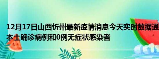 12月17日山西忻州最新疫情消息今天实时数据通报:新增3例本土确诊病例和0例无症状感染者