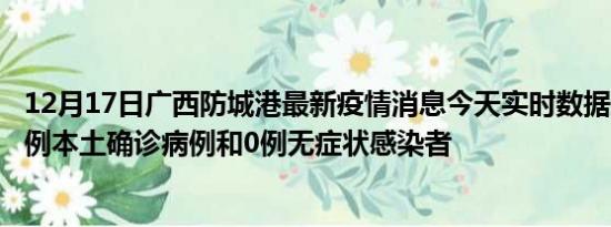 12月17日广西防城港最新疫情消息今天实时数据通报:新增0例本土确诊病例和0例无症状感染者