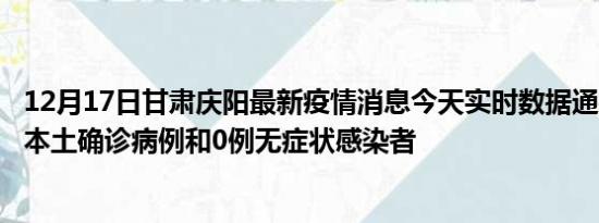 12月17日甘肃庆阳最新疫情消息今天实时数据通报:新增0例本土确诊病例和0例无症状感染者