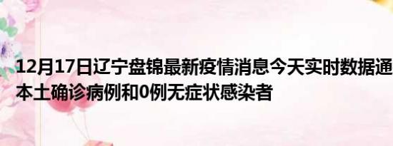 12月17日辽宁盘锦最新疫情消息今天实时数据通报:新增0例本土确诊病例和0例无症状感染者