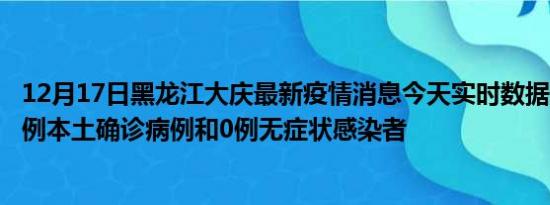 12月17日黑龙江大庆最新疫情消息今天实时数据通报:新增0例本土确诊病例和0例无症状感染者