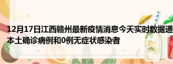 12月17日江西赣州最新疫情消息今天实时数据通报:新增0例本土确诊病例和0例无症状感染者