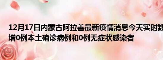 12月17日内蒙古阿拉善最新疫情消息今天实时数据通报:新增0例本土确诊病例和0例无症状感染者