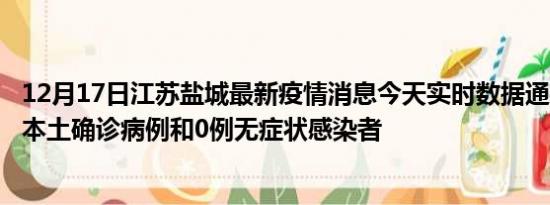 12月17日江苏盐城最新疫情消息今天实时数据通报:新增0例本土确诊病例和0例无症状感染者