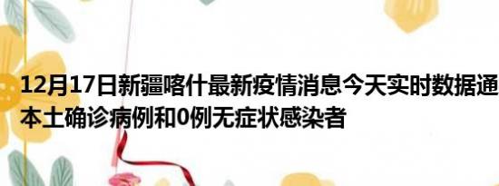 12月17日新疆喀什最新疫情消息今天实时数据通报:新增0例本土确诊病例和0例无症状感染者