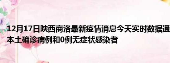 12月17日陕西商洛最新疫情消息今天实时数据通报:新增0例本土确诊病例和0例无症状感染者