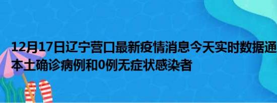 12月17日辽宁营口最新疫情消息今天实时数据通报:新增0例本土确诊病例和0例无症状感染者