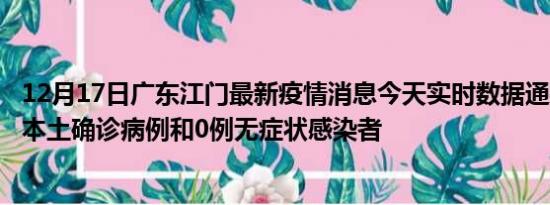 12月17日广东江门最新疫情消息今天实时数据通报:新增8例本土确诊病例和0例无症状感染者