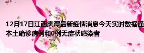 12月17日江西鹰潭最新疫情消息今天实时数据通报:新增0例本土确诊病例和0例无症状感染者