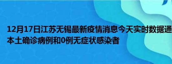 12月17日江苏无锡最新疫情消息今天实时数据通报:新增0例本土确诊病例和0例无症状感染者