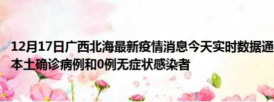 12月17日广西北海最新疫情消息今天实时数据通报:新增0例本土确诊病例和0例无症状感染者