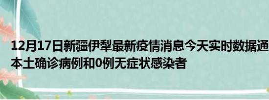 12月17日新疆伊犁最新疫情消息今天实时数据通报:新增0例本土确诊病例和0例无症状感染者