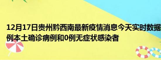 12月17日贵州黔西南最新疫情消息今天实时数据通报:新增0例本土确诊病例和0例无症状感染者