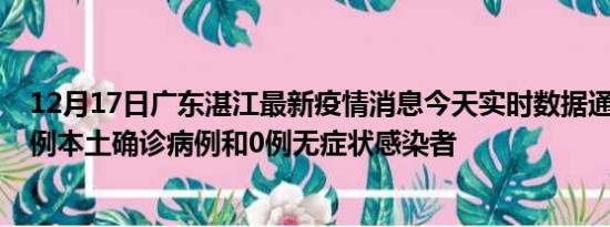 12月17日广东湛江最新疫情消息今天实时数据通报:新增14例本土确诊病例和0例无症状感染者