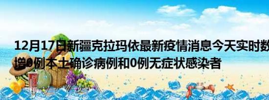 12月17日新疆克拉玛依最新疫情消息今天实时数据通报:新增0例本土确诊病例和0例无症状感染者