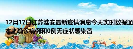 12月17日江苏淮安最新疫情消息今天实时数据通报:新增0例本土确诊病例和0例无症状感染者