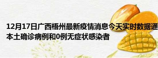 12月17日广西梧州最新疫情消息今天实时数据通报:新增0例本土确诊病例和0例无症状感染者