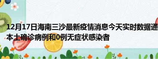 12月17日海南三沙最新疫情消息今天实时数据通报:新增0例本土确诊病例和0例无症状感染者